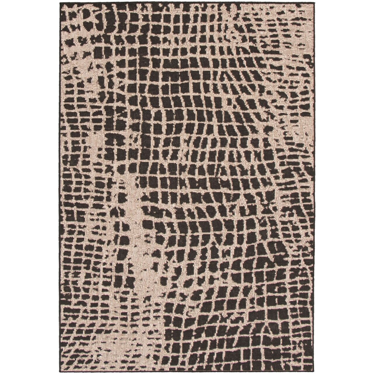 Chaudhary Living 7.75' x 10' Animal Printed Indoor Outdoor Area Throw Rug - Black and Silver